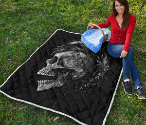 Monochrome Punk Skull Print Quilt