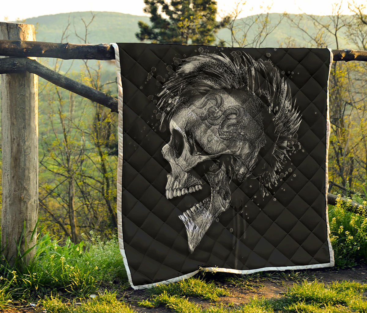 Monochrome Punk Skull Print Quilt