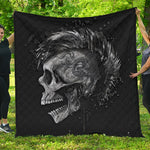 Monochrome Punk Skull Print Quilt