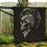 Monochrome Punk Skull Print Quilt