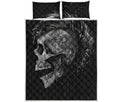 Monochrome Punk Skull Print Quilt Bed Set