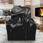 Monochrome Punk Skull Print Recliner Slipcover