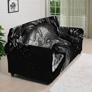 Monochrome Punk Skull Print Sofa Cover