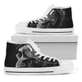 Monochrome Punk Skull Print White High Top Sneakers