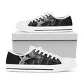 Monochrome Punk Skull Print White Low Top Sneakers