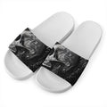 Monochrome Punk Skull Print White Slide Sandals