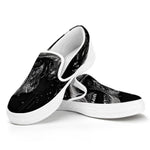 Monochrome Punk Skull Print White Slip On Shoes