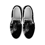 Monochrome Punk Skull Print White Slip On Shoes