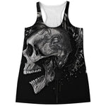 Monochrome Punk Skull Print Women's Racerback Tank Top