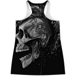Monochrome Punk Skull Print Women's Racerback Tank Top