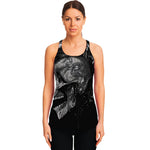 Monochrome Punk Skull Print Women's Racerback Tank Top