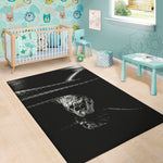 Monochrome Rhinoceros Ratsnake Print Area Rug