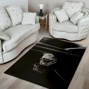 Monochrome Rhinoceros Ratsnake Print Area Rug