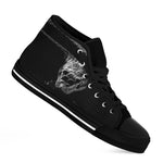 Monochrome Rhinoceros Ratsnake Print Black High Top Shoes