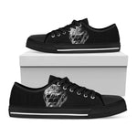 Monochrome Rhinoceros Ratsnake Print Black Low Top Shoes