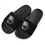Monochrome Rhinoceros Ratsnake Print Black Slide Sandals