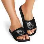 Monochrome Rhinoceros Ratsnake Print Black Slide Sandals