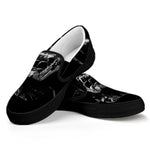 Monochrome Rhinoceros Ratsnake Print Black Slip On Shoes