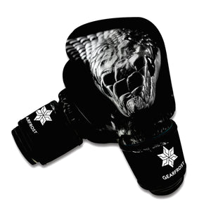 Monochrome Rhinoceros Ratsnake Print Boxing Gloves