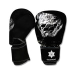 Monochrome Rhinoceros Ratsnake Print Boxing Gloves