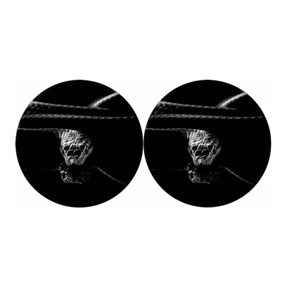 Monochrome Rhinoceros Ratsnake Print Car Coasters