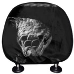 Monochrome Rhinoceros Ratsnake Print Car Headrest Covers