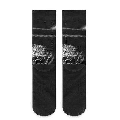 Monochrome Rhinoceros Ratsnake Print Crew Socks