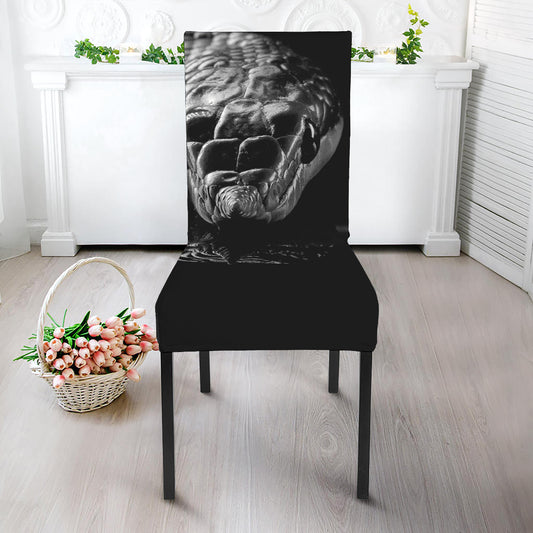 Monochrome Rhinoceros Ratsnake Print Dining Chair Slipcover