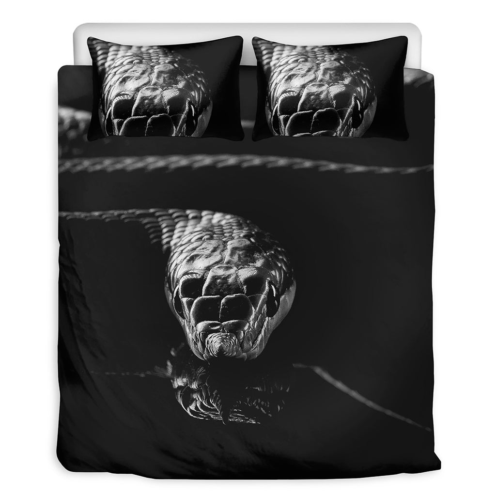 Monochrome Rhinoceros Ratsnake Print Duvet Cover Bedding Set
