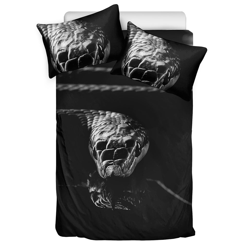 Monochrome Rhinoceros Ratsnake Print Duvet Cover Bedding Set