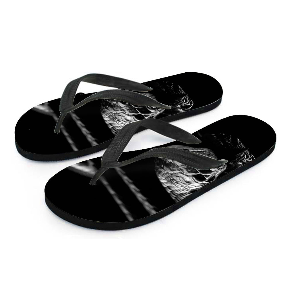 Monochrome Rhinoceros Ratsnake Print Flip Flops