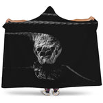 Monochrome Rhinoceros Ratsnake Print Hooded Blanket