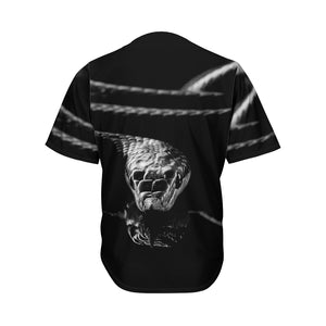 Monochrome Rhinoceros Ratsnake Print Men's Baseball Jersey