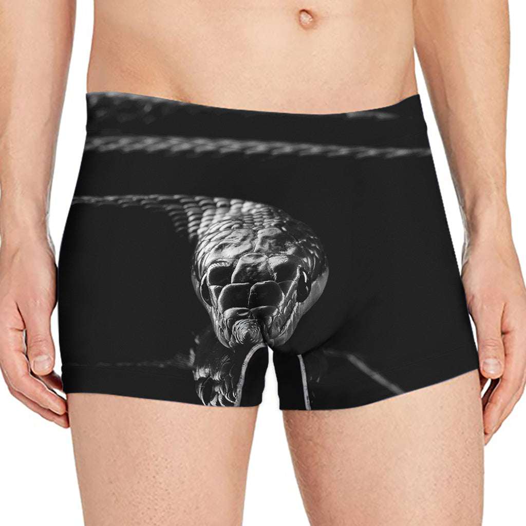 Monochrome Rhinoceros Ratsnake Print Men's Boxer Briefs