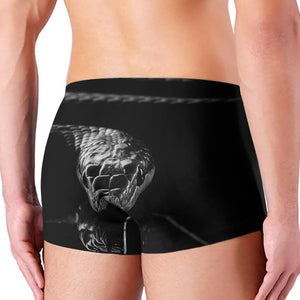 Monochrome Rhinoceros Ratsnake Print Men's Boxer Briefs