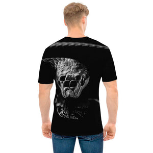 Monochrome Rhinoceros Ratsnake Print Men's T-Shirt