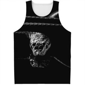 Monochrome Rhinoceros Ratsnake Print Men's Tank Top