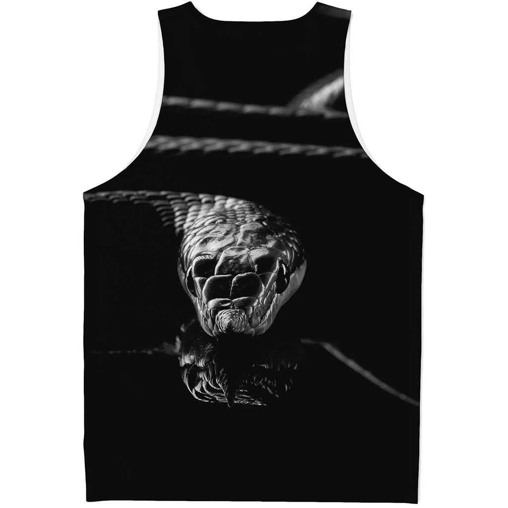 Monochrome Rhinoceros Ratsnake Print Men's Tank Top