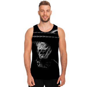 Monochrome Rhinoceros Ratsnake Print Men's Tank Top