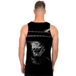 Monochrome Rhinoceros Ratsnake Print Men's Tank Top