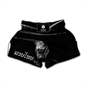 Monochrome Rhinoceros Ratsnake Print Muay Thai Boxing Shorts