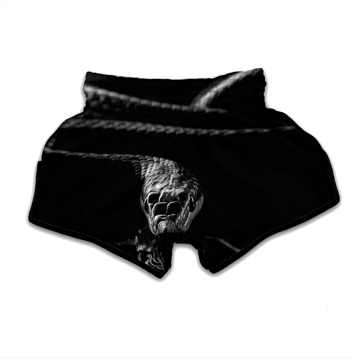 Monochrome Rhinoceros Ratsnake Print Muay Thai Boxing Shorts