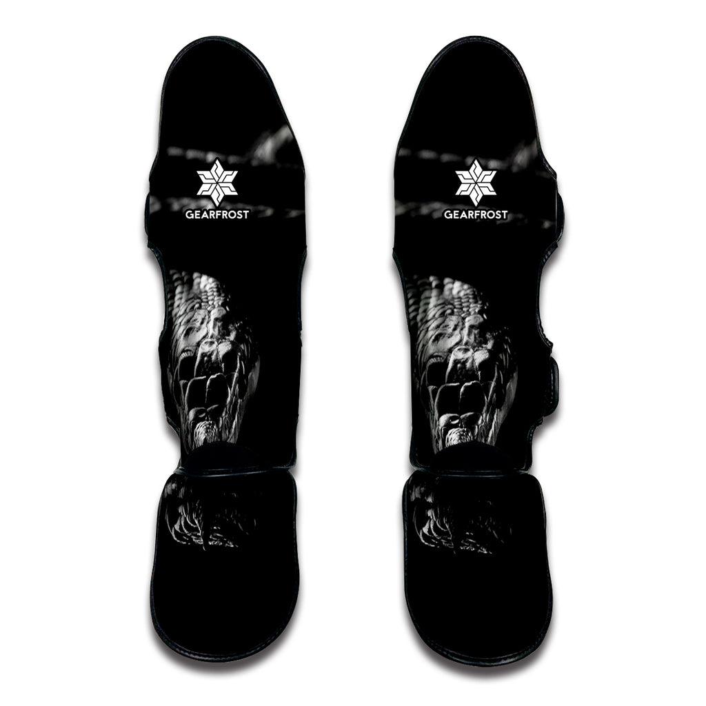 Monochrome Rhinoceros Ratsnake Print Muay Thai Shin Guard