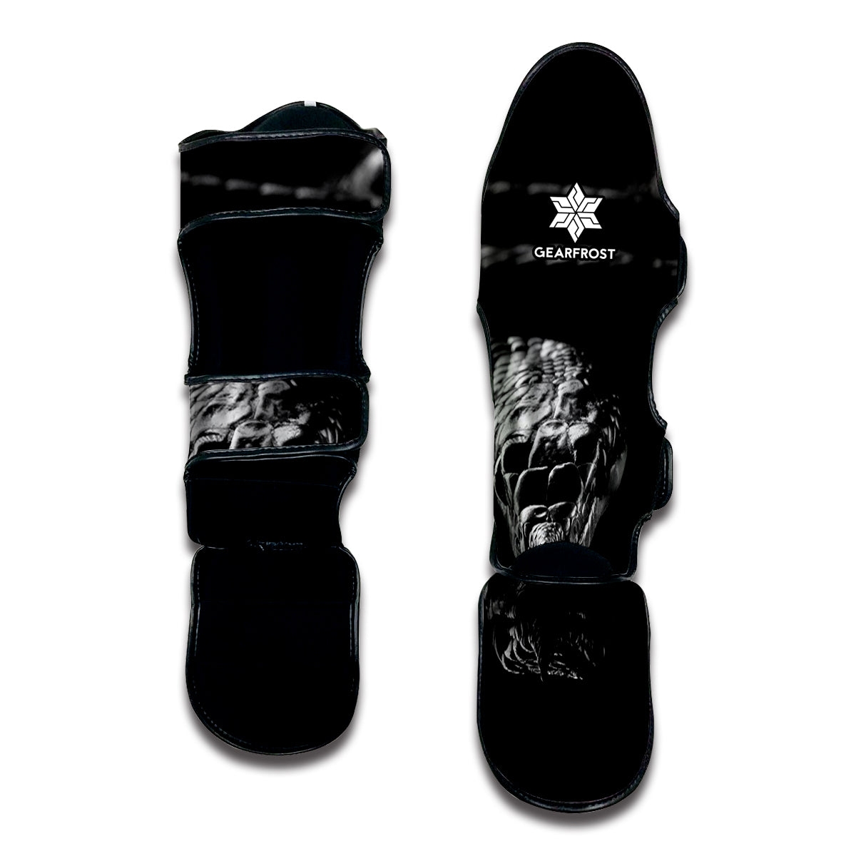 Monochrome Rhinoceros Ratsnake Print Muay Thai Shin Guard