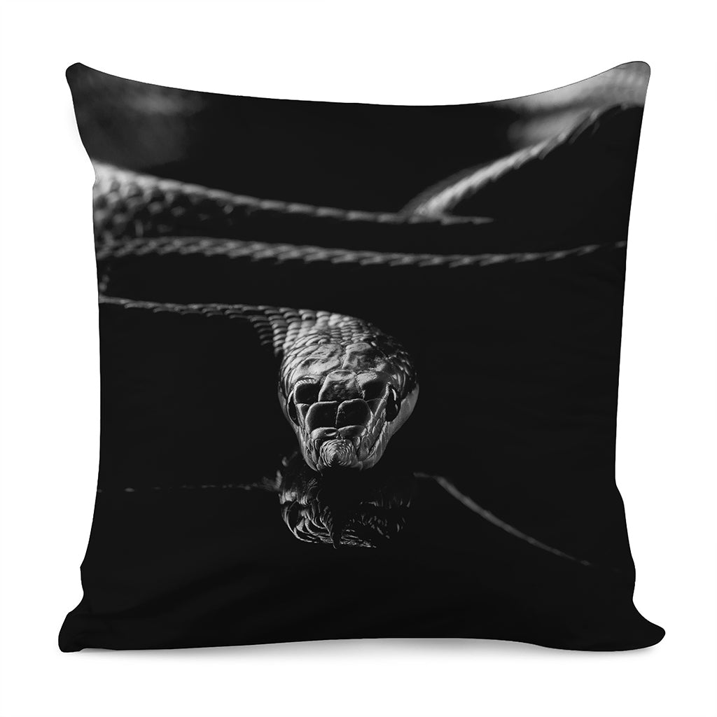 Monochrome Rhinoceros Ratsnake Print Pillow Cover