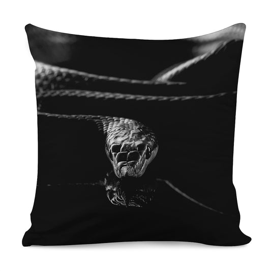 Monochrome Rhinoceros Ratsnake Print Pillow Cover