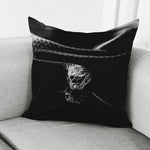 Monochrome Rhinoceros Ratsnake Print Pillow Cover