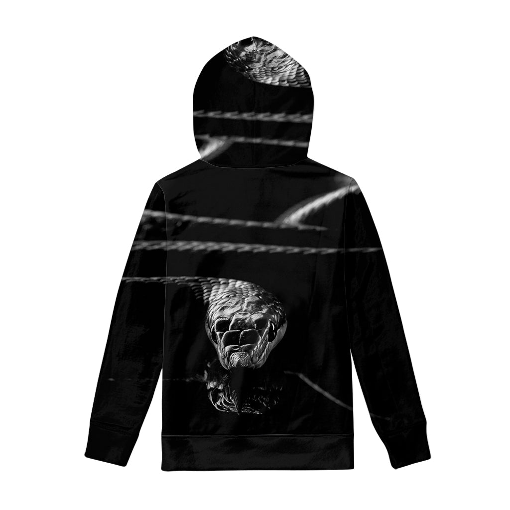 Monochrome Rhinoceros Ratsnake Print Pullover Hoodie