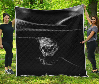 Monochrome Rhinoceros Ratsnake Print Quilt
