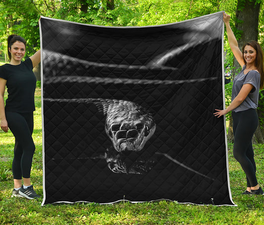 Monochrome Rhinoceros Ratsnake Print Quilt